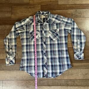 VINTAGE Size L - Country Squire Pearl Snap Shirt Plaid Korea Western Mens #13701